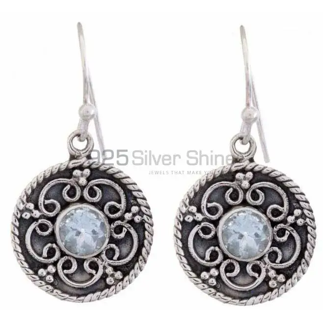 925 Sterling Silver Earrings In Blue Topaz Gemstone Jewelry 925SE1205_0