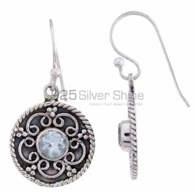 High Quality 925 Sterling Silver Earrings In Blue Topaz Gemstone Jewelry 925SE1205_0