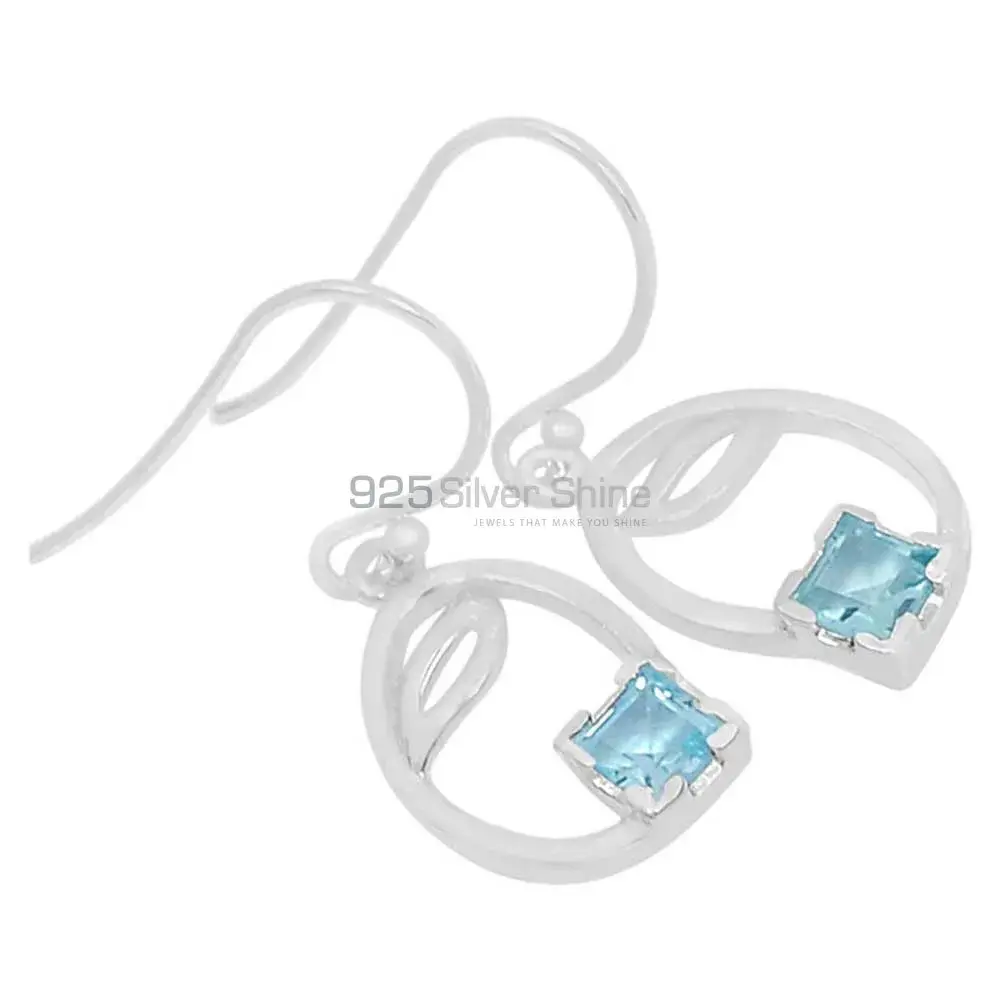 High Quality 925 Sterling Silver Earrings In blue Topaz Gemstone Jewelry 925SE582