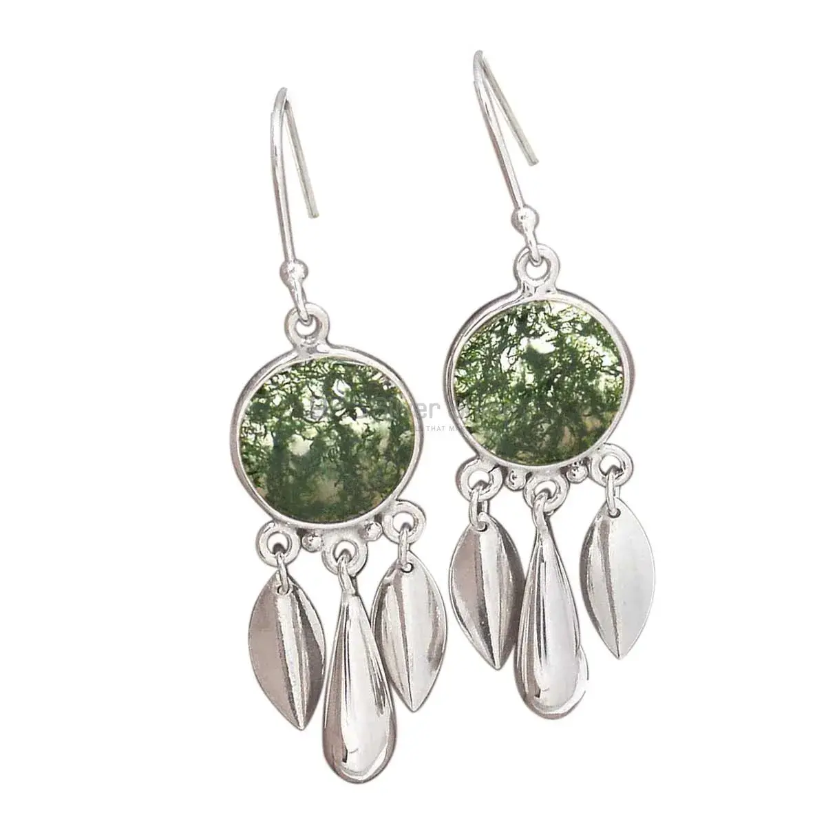 High Quality 925 Sterling Silver Earrings In Canadian Nephrite Jade Gemstone Jewelry 925SE2773