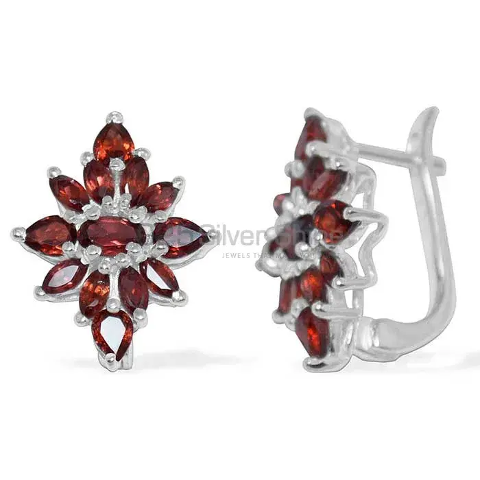 925 Sterling Silver Earrings In Garnet Gemstone Jewelry 925SE898_0