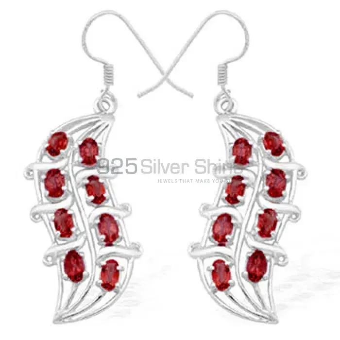 925 Sterling Silver Earrings In Garnet Gemstone Jewelry 925SE977