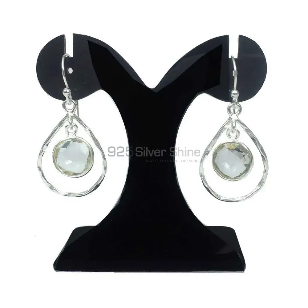 925 Sterling Silver Earrings In Green Amethyst Gemstone Jewelry 925SE1284