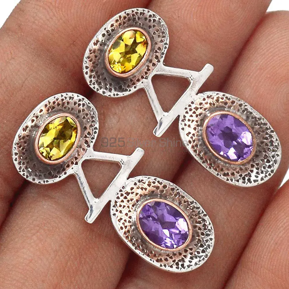 High Quality 925 Sterling Silver Earrings In Multi Gemstone Jewelry 925SE2139_0
