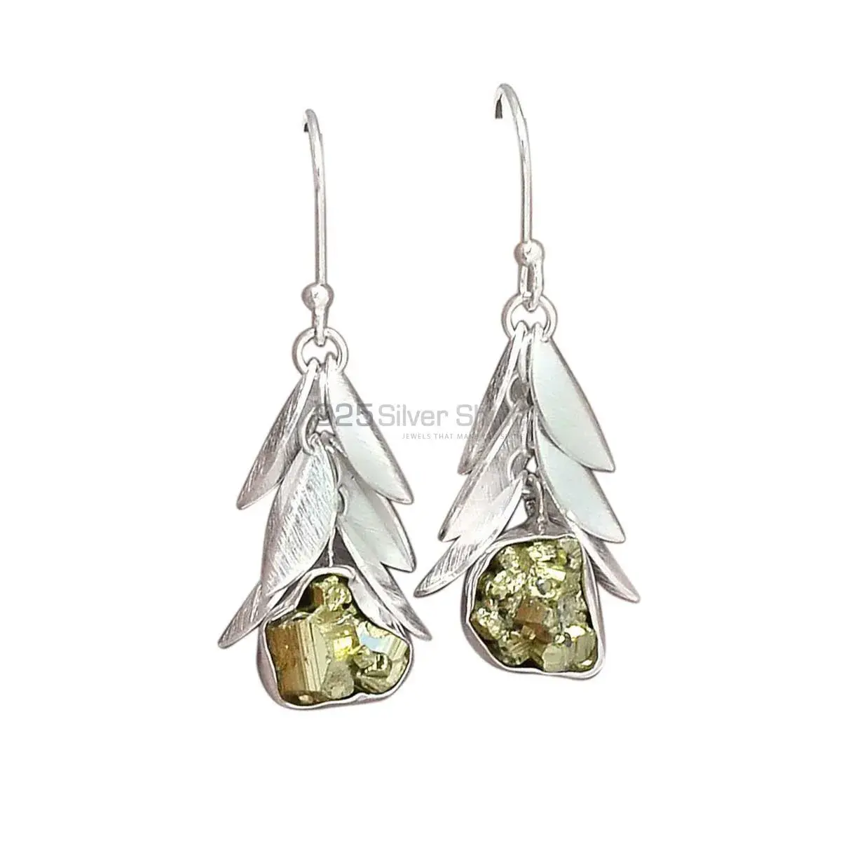 925 Sterling Silver Earrings In Pyrite Gemstone Jewelry 925SE3010