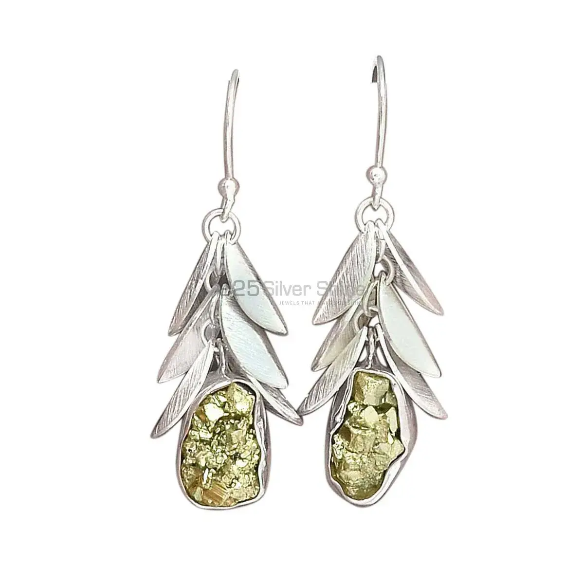 925 Sterling Silver Earrings In Pyrite Gemstone Jewelry 925SE3010_1