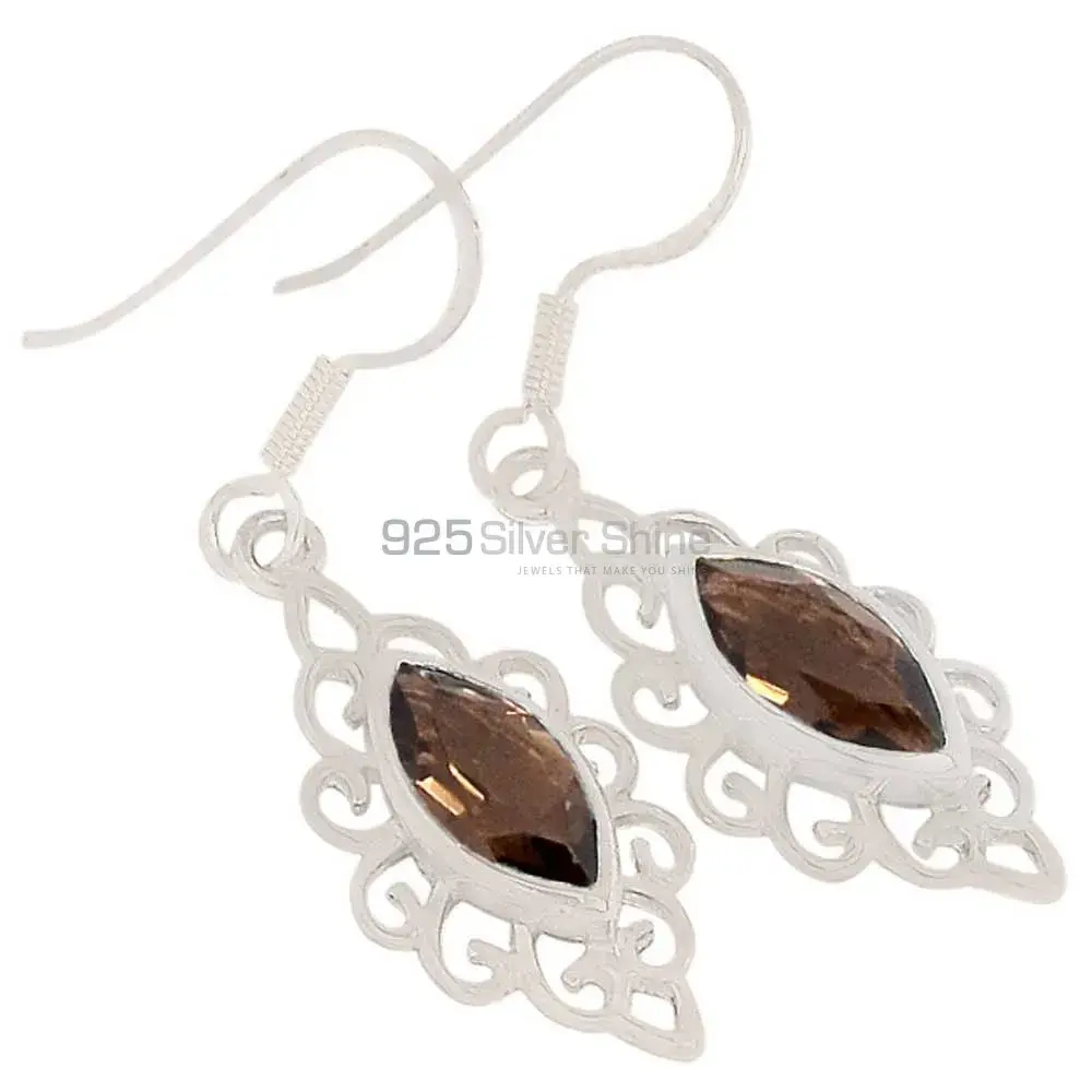 925 Sterling Silver Earrings In Smoky Quartz Gemstone Jewelry 925SE345