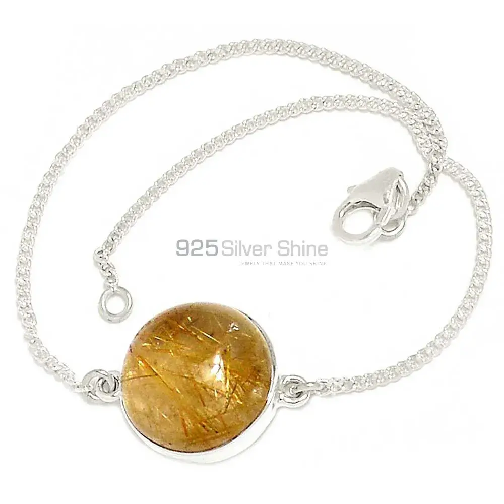 High Quality 925 Sterling Silver Handmade Bracelets In Golden Rutile Gemstone Jewelry 925SB303-5