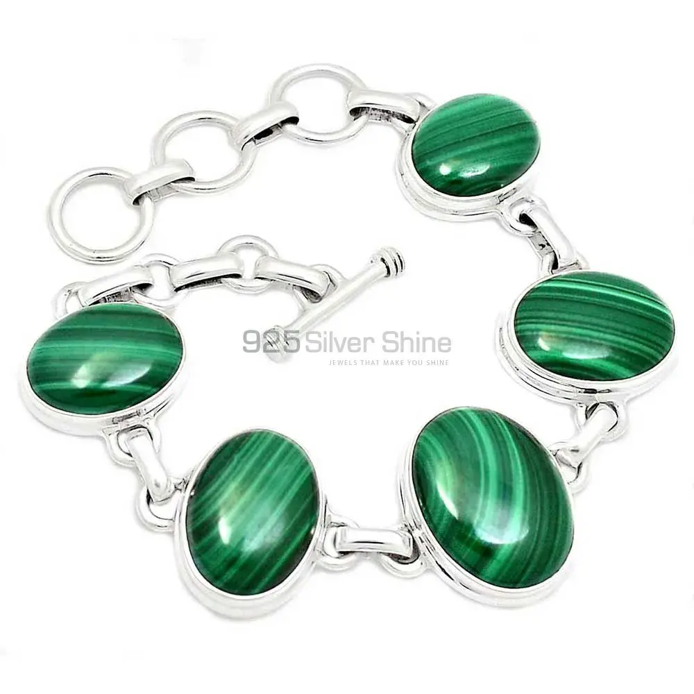 High Quality 925 Sterling Silver Handmade Bracelets In Malachite Gemstone Jewelry 925SB272-2