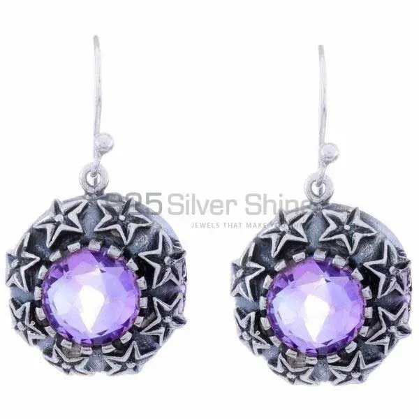 925 Sterling Silver Handmade Earrings In Amethyst Gemstone Jewelry 925SE1208_0
