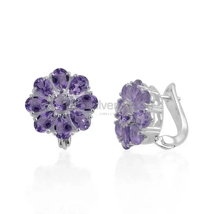 High Quality 925 Sterling Silver Handmade Earrings In Amethyst Gemstone Jewelry 925SE980
