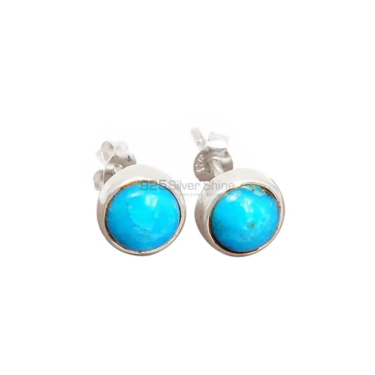 925 Sterling Silver Handmade Earrings In Blue Agate Gemstone Jewelry 925SE2689_0
