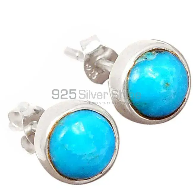 925 Sterling Silver Handmade Earrings In Blue Agate Gemstone Jewelry 925SE2689_1