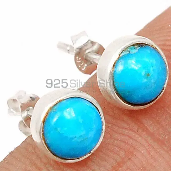 High Quality 925 Sterling Silver Handmade Earrings In Blue Agate Gemstone Jewelry 925SE2689_1