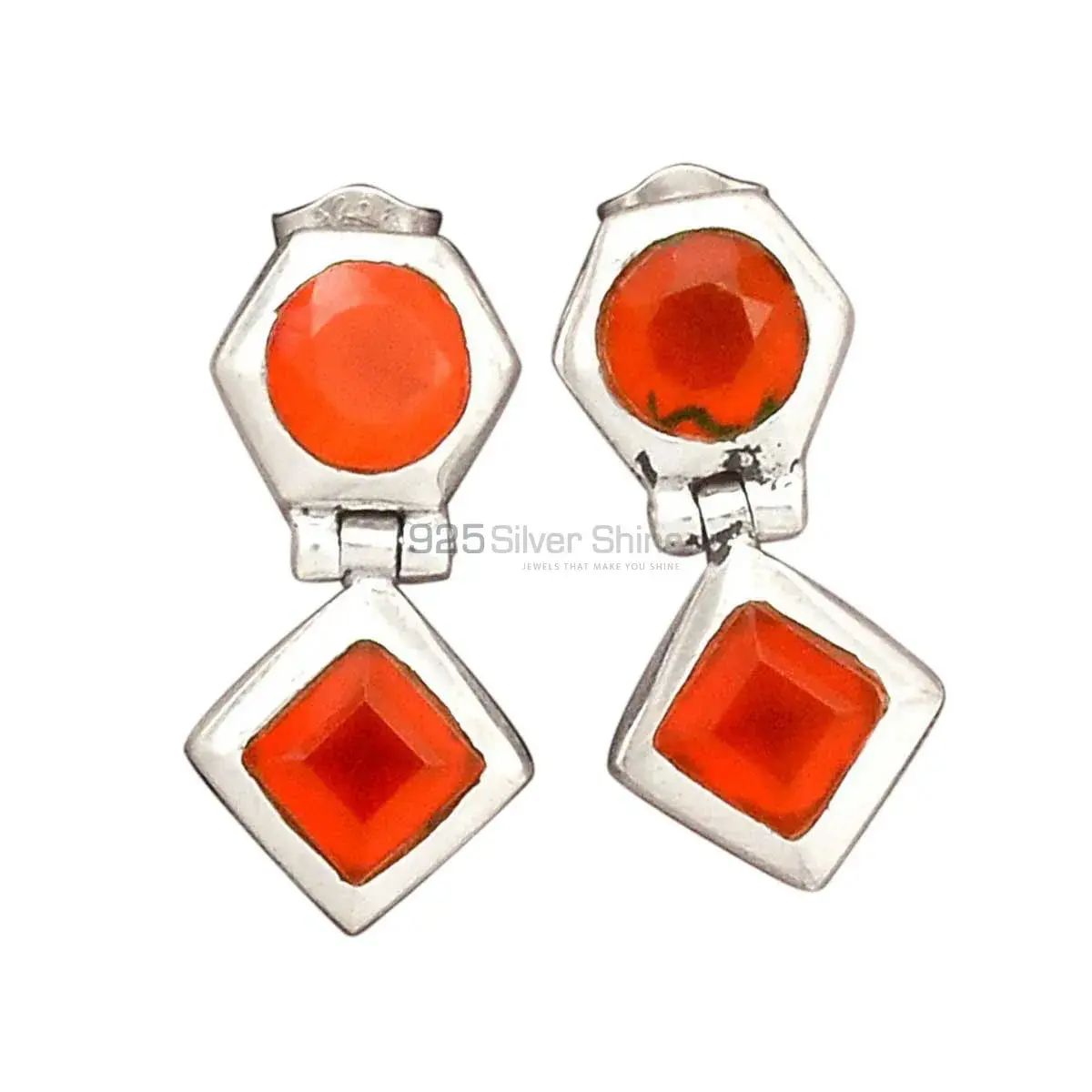 High Quality 925 Sterling Silver Handmade Earrings In Carnelian Gemstone Jewelry 925SE2740