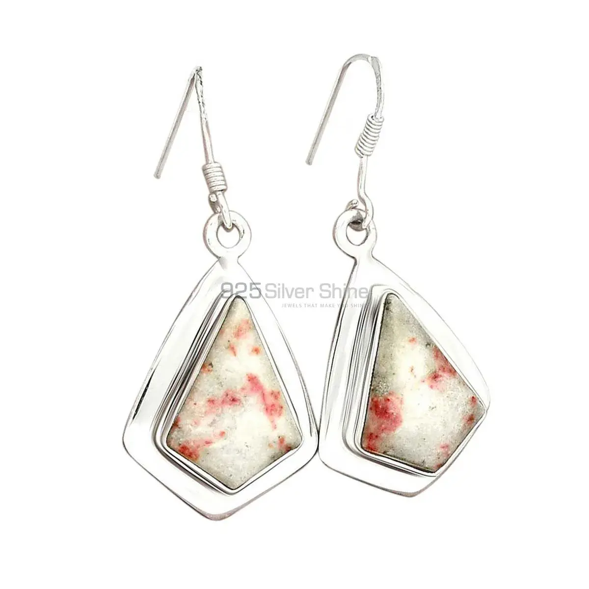 925 Sterling Silver Handmade Earrings In Cinnabar Gemstone Jewelry 925SE2855_0