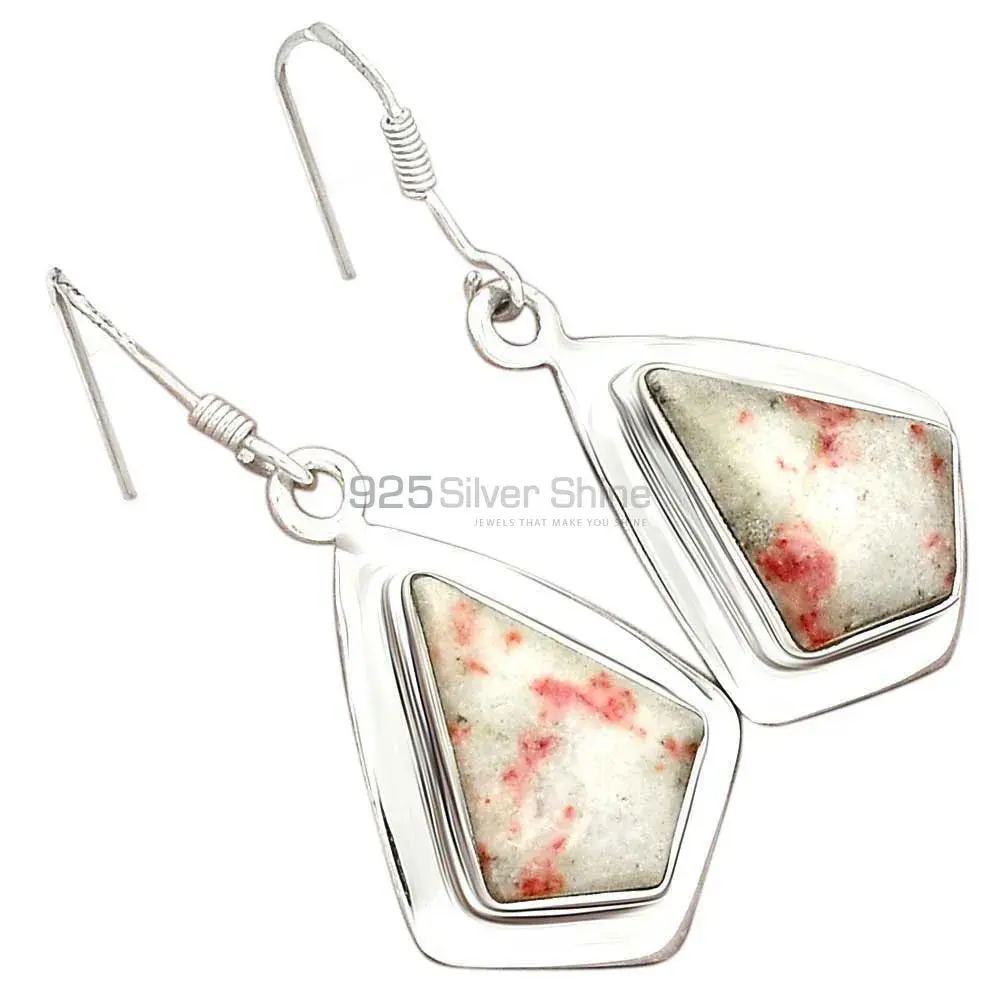 925 Sterling Silver Handmade Earrings In Cinnabar Gemstone Jewelry 925SE2855_2
