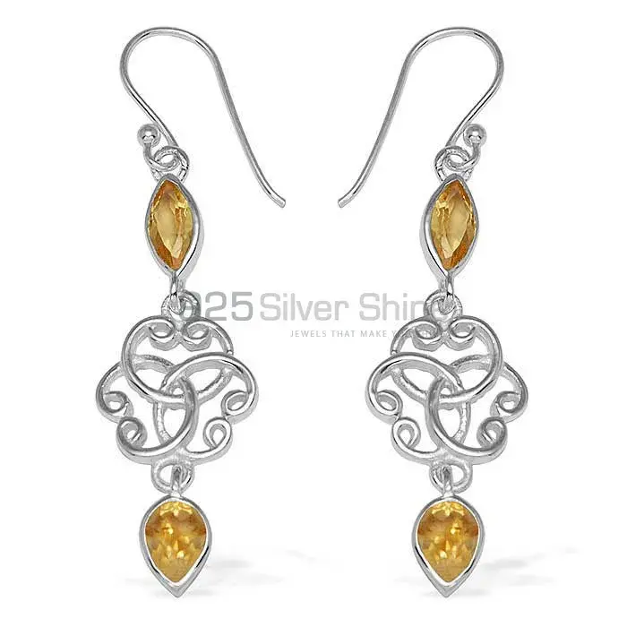 925 Sterling Silver Handmade Earrings In Citrine Gemstone Jewelry 925SE743