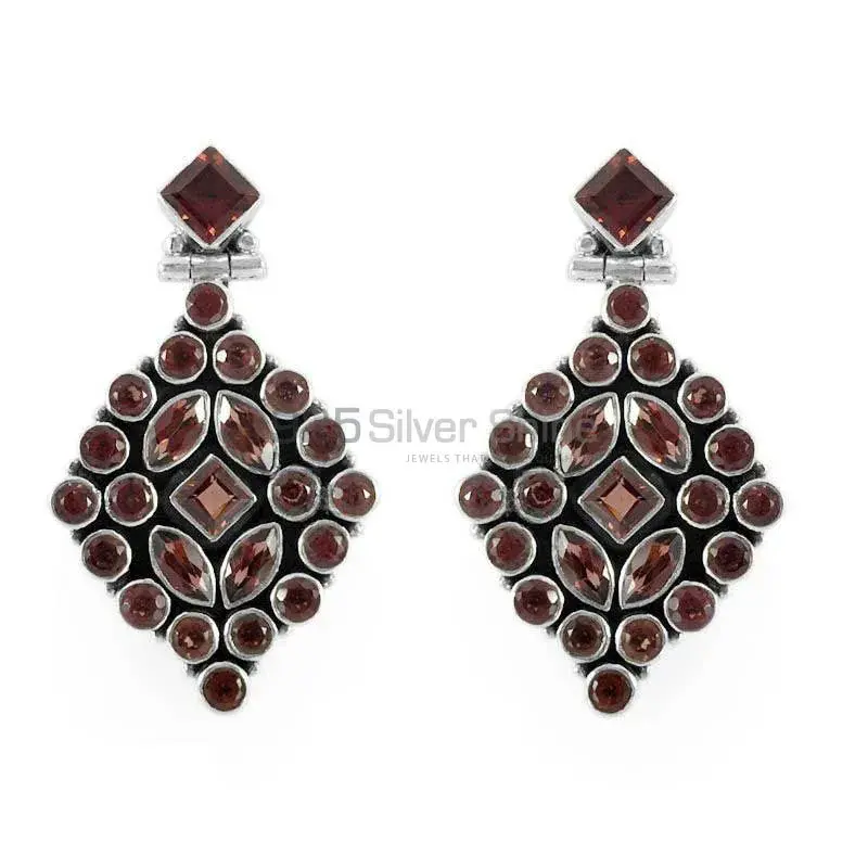 925 Sterling Silver Handmade Earrings In Garnet Gemstone Jewelry 925SE1287_0