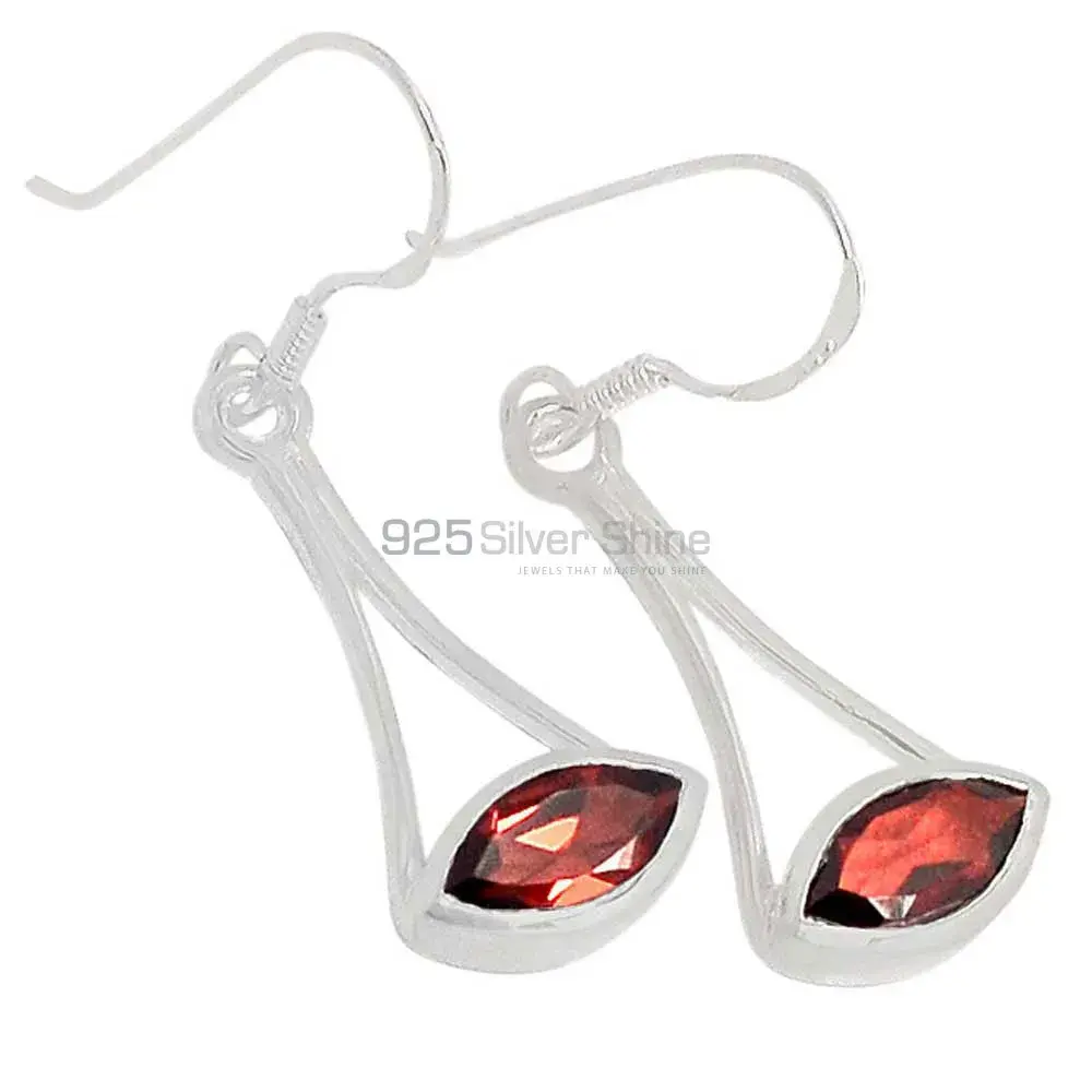 925 Sterling Silver Handmade Earrings In Garnet Gemstone Jewelry 925SE348_0