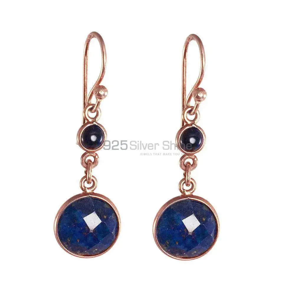 925 Sterling Silver Handmade Earrings In Lapis Gemstone Jewelry 925SE1366_0