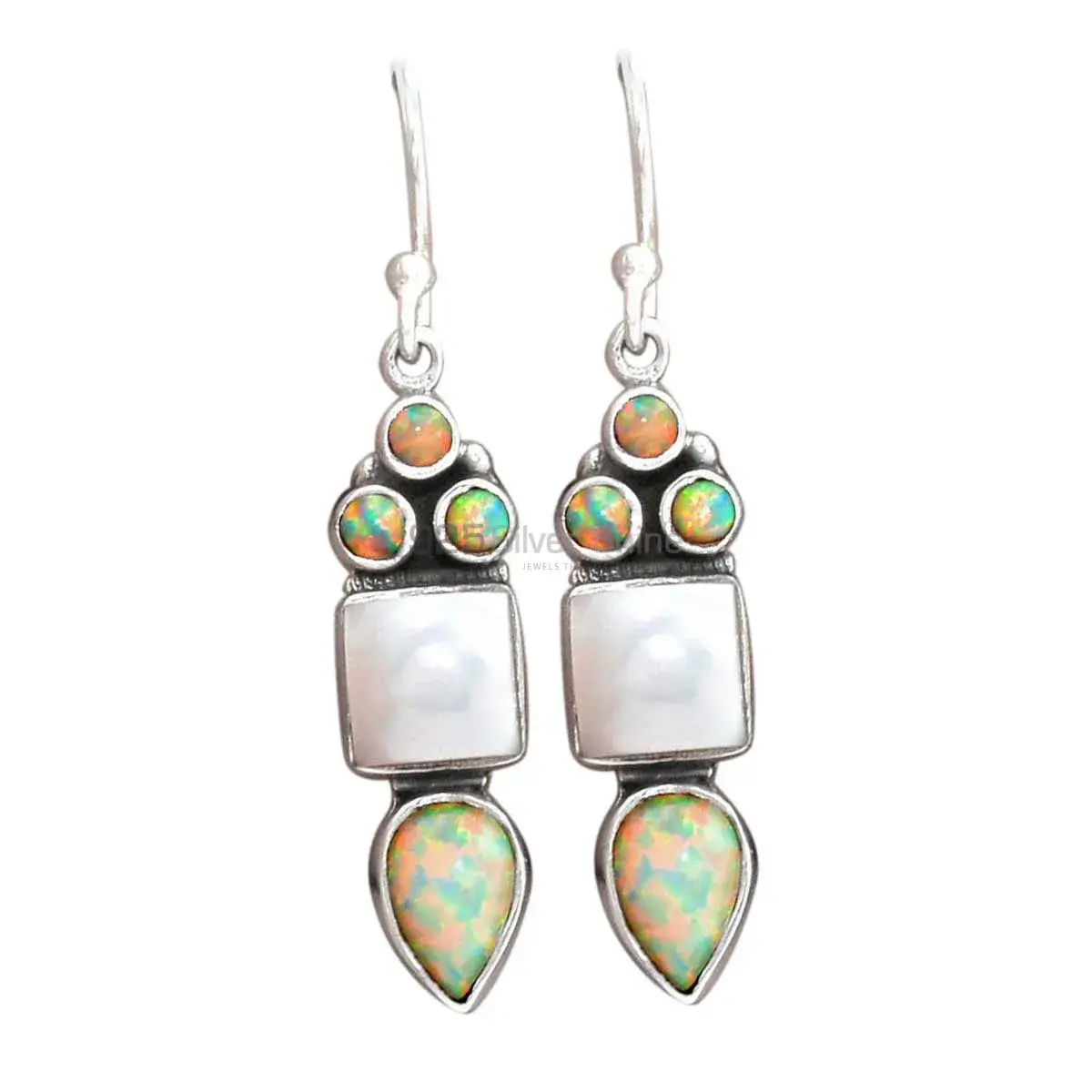 925 Sterling Silver Handmade Earrings In Multi Gemstone Jewelry 925SE2458_0