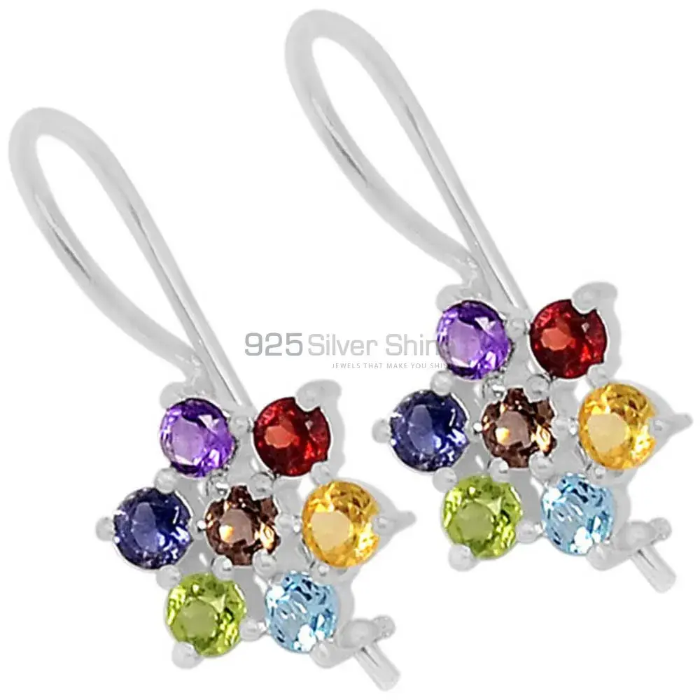 925 Sterling Silver Handmade Earrings In Multi Gemstone Jewelry 925SE506_0