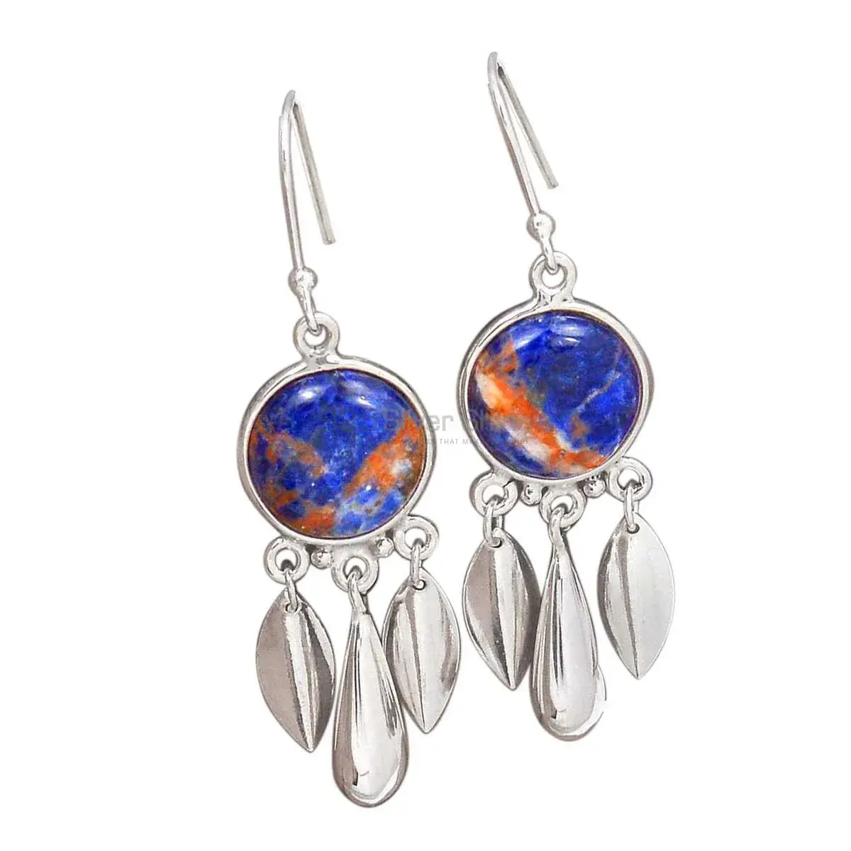 925 Sterling Silver Handmade Earrings In Sodalite Gemstone Jewelry 925SE2776_0