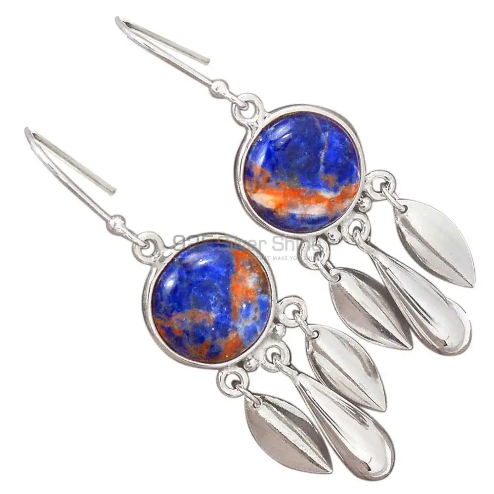 High Quality 925 Sterling Silver Handmade Earrings In Sodalite Gemstone Jewelry 925SE2776_0