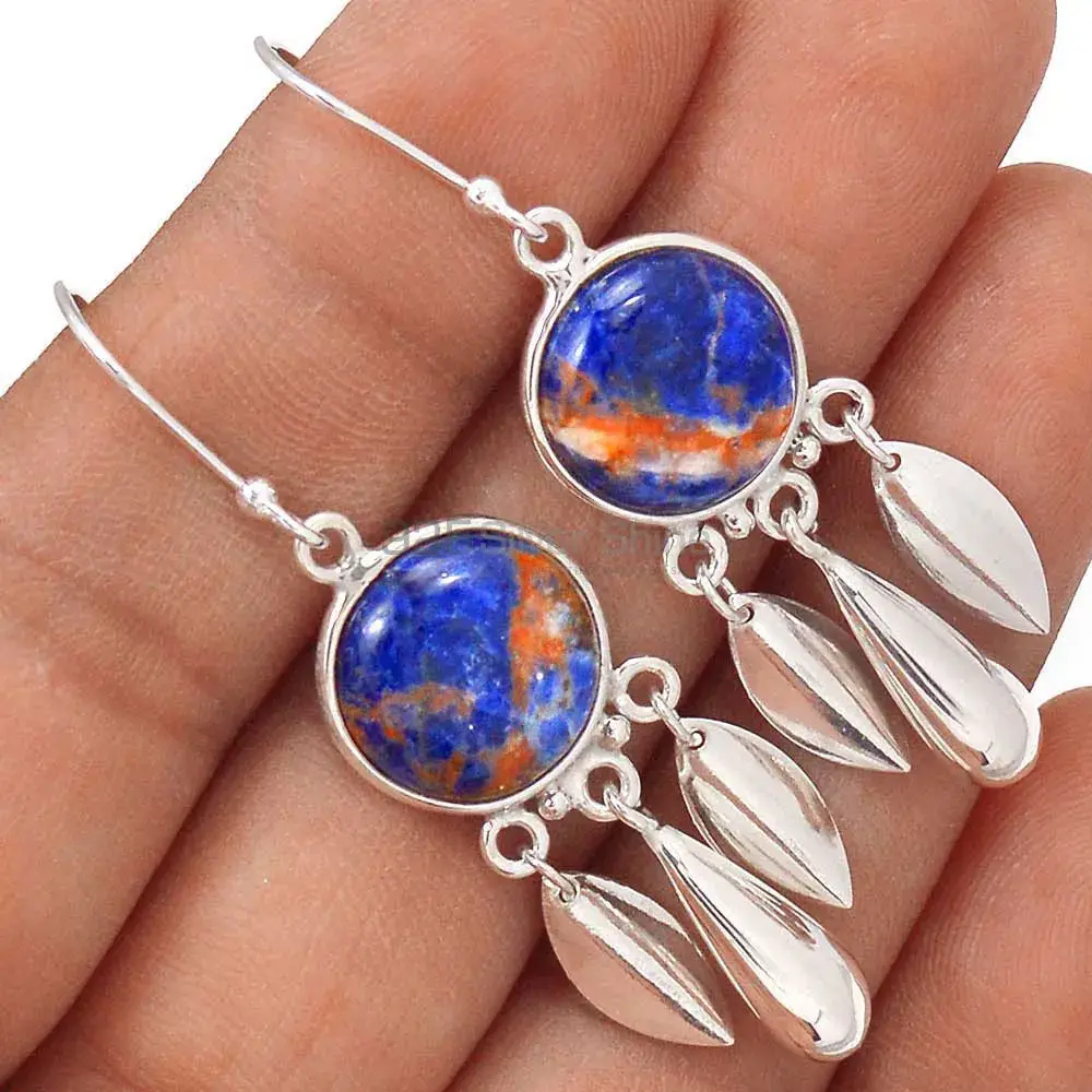 High Quality 925 Sterling Silver Handmade Earrings In Sodalite Gemstone Jewelry 925SE2776_1