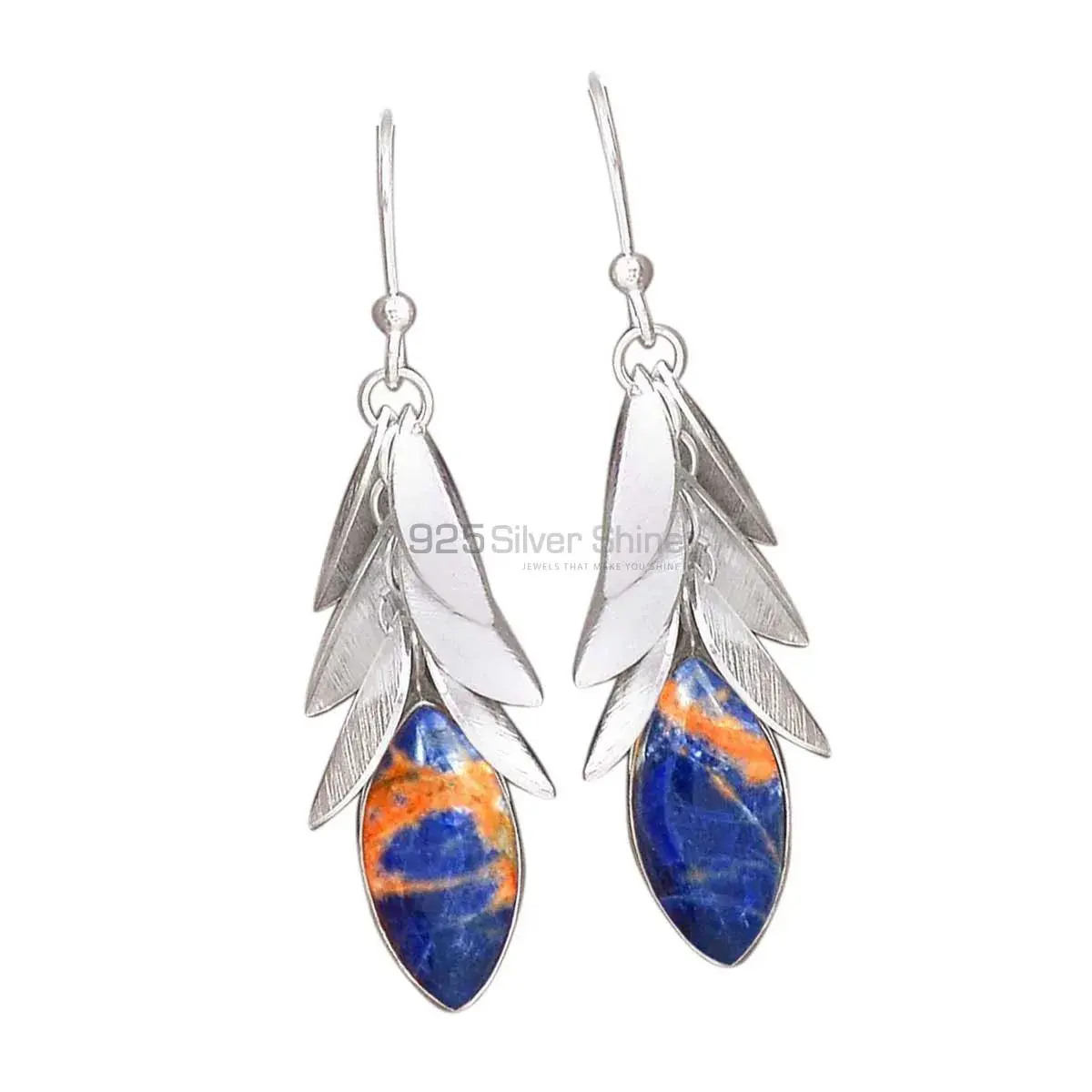 925 Sterling Silver Handmade Earrings In Sodalite Gemstone Jewelry 925SE3013_0