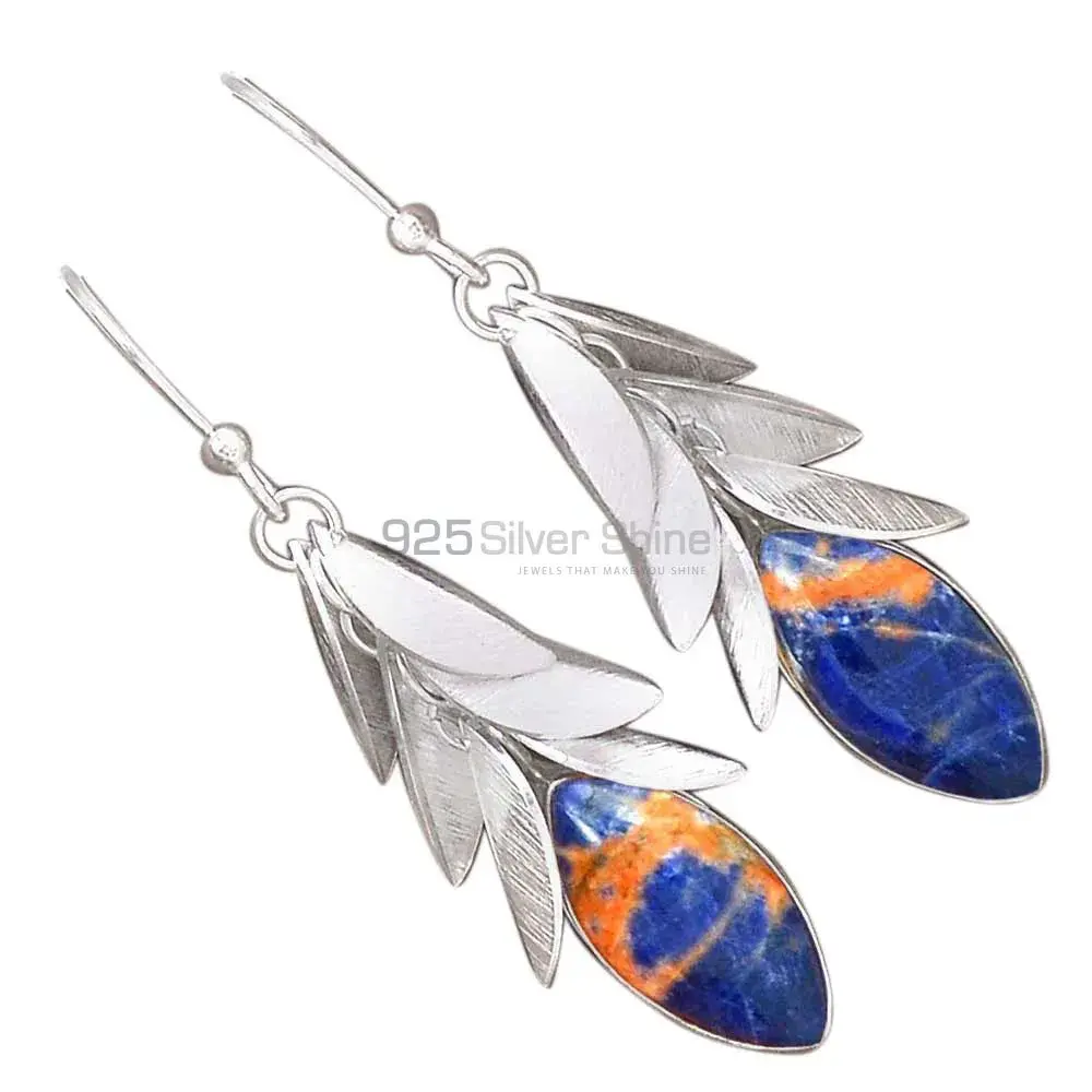 925 Sterling Silver Handmade Earrings In Sodalite Gemstone Jewelry 925SE3013_1