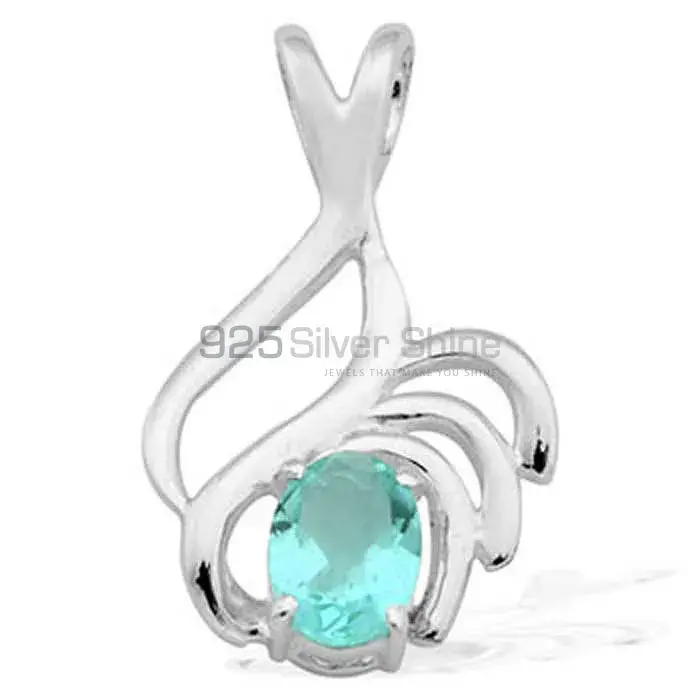 High Quality 925 Sterling Silver Handmade Pendants In Blue Topaz Gemstone Jewelry 925SP1531