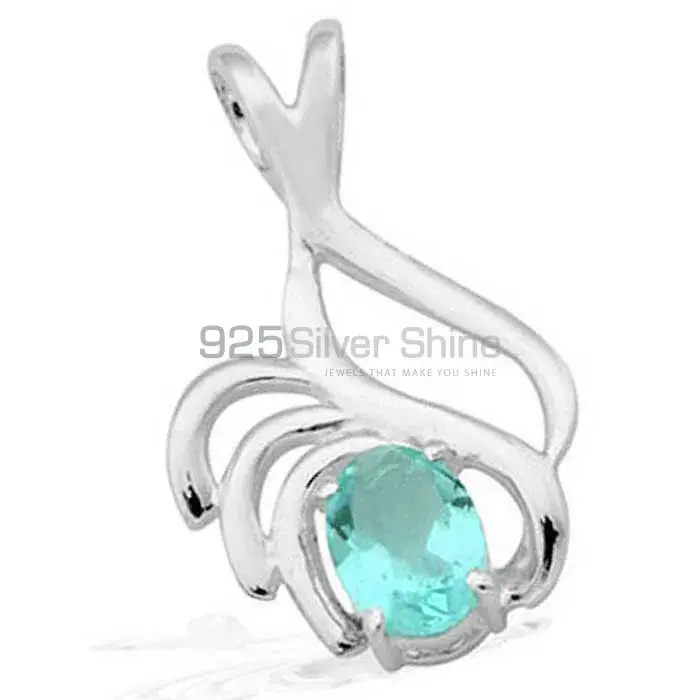 High Quality 925 Sterling Silver Handmade Pendants In Blue Topaz Gemstone Jewelry 925SP1531_0