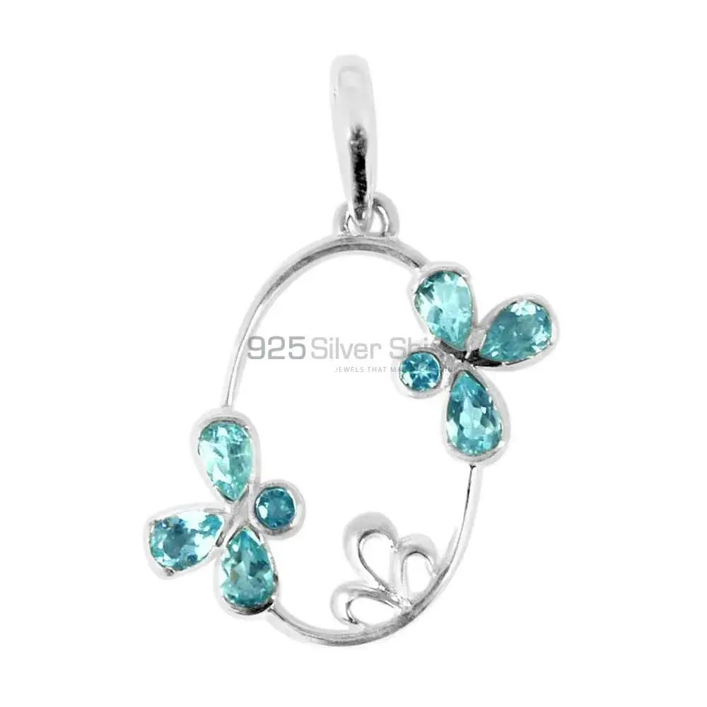 925 Sterling Silver Handmade Pendants In Blue Topaz Gemstone Jewelry 925SP215-1_0
