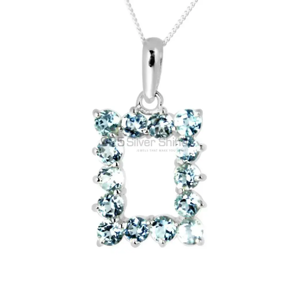High Quality 925 Sterling Silver Handmade Pendants In Blue Topaz Gemstone Jewelry 925SP255-1