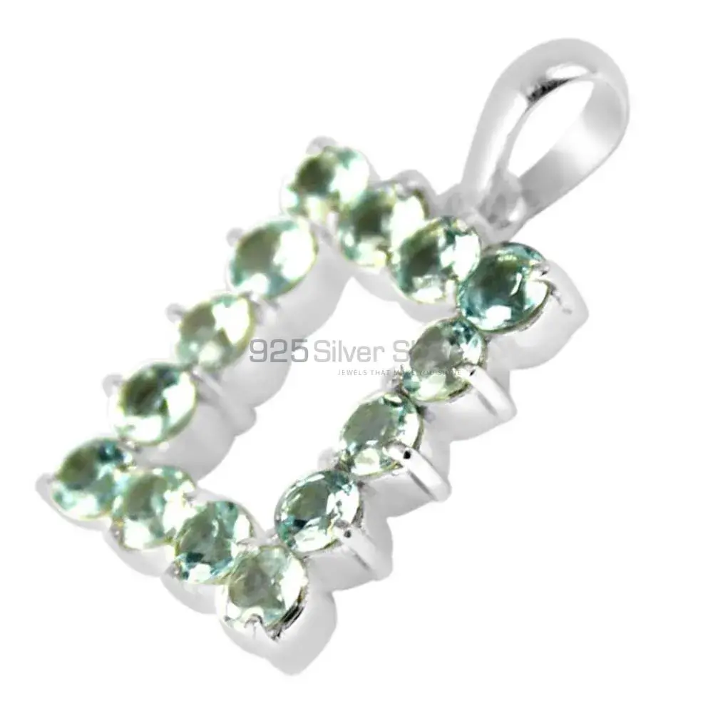 High Quality 925 Sterling Silver Handmade Pendants In Blue Topaz Gemstone Jewelry 925SP255-1_0
