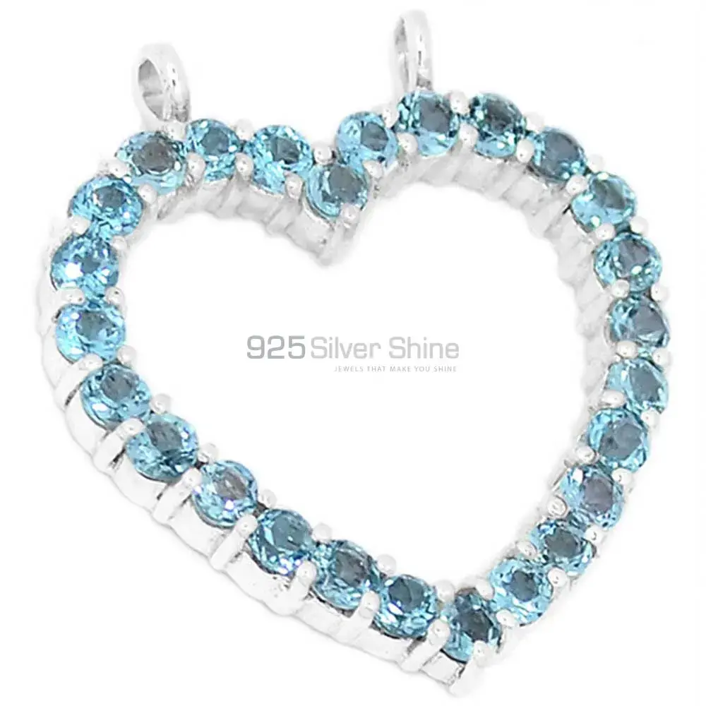 High Quality 925 Sterling Silver Handmade Pendants In Blue Topaz Gemstone Jewelry 925SP271-2