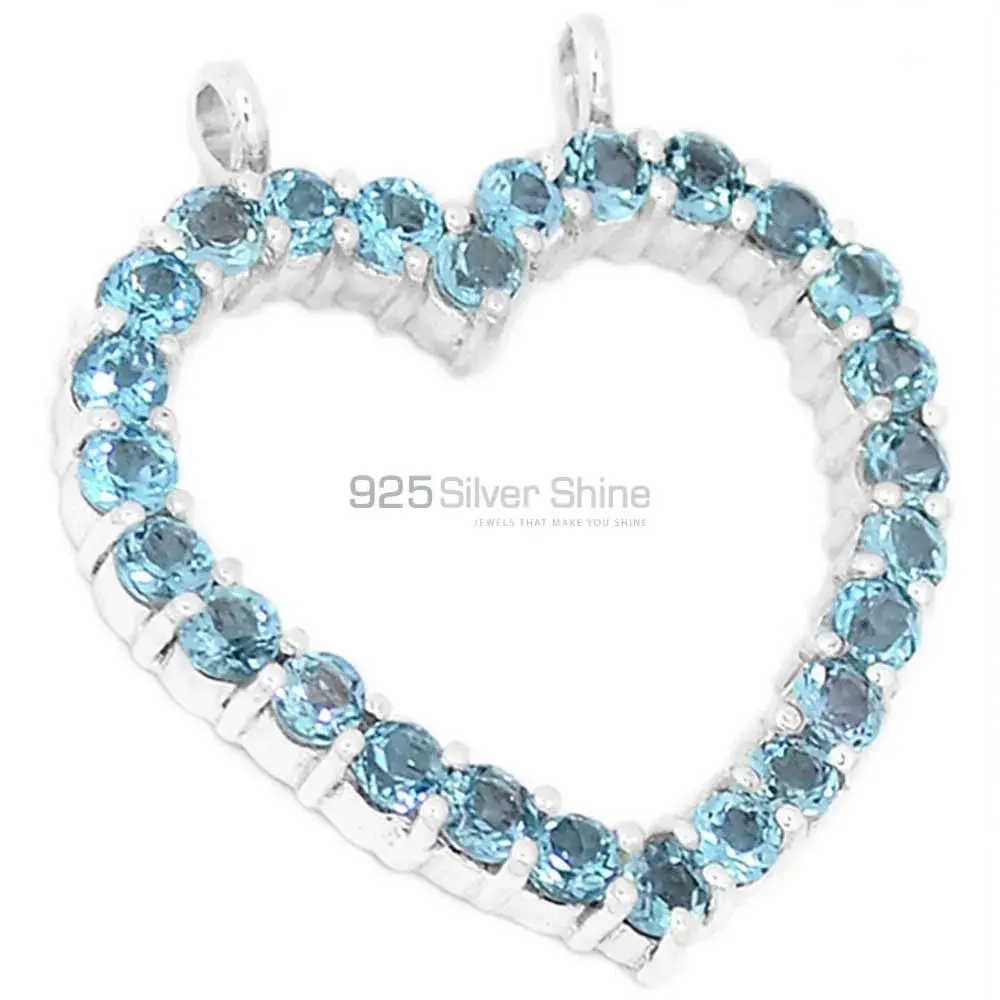 925 Sterling Silver Handmade Pendants In Blue Topaz Gemstone Jewelry 925SP271-2_0