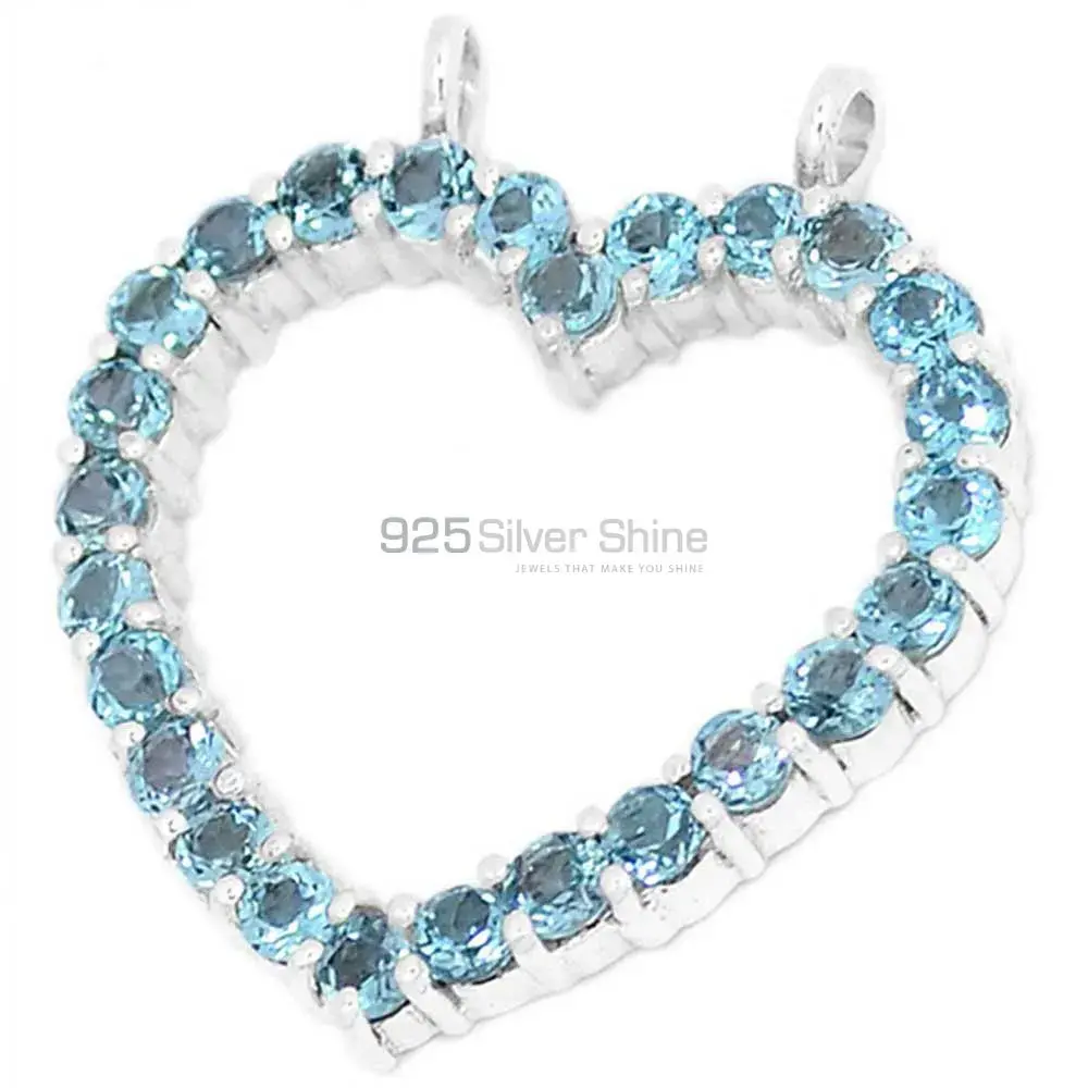 High Quality 925 Sterling Silver Handmade Pendants In Blue Topaz Gemstone Jewelry 925SP271-2_0