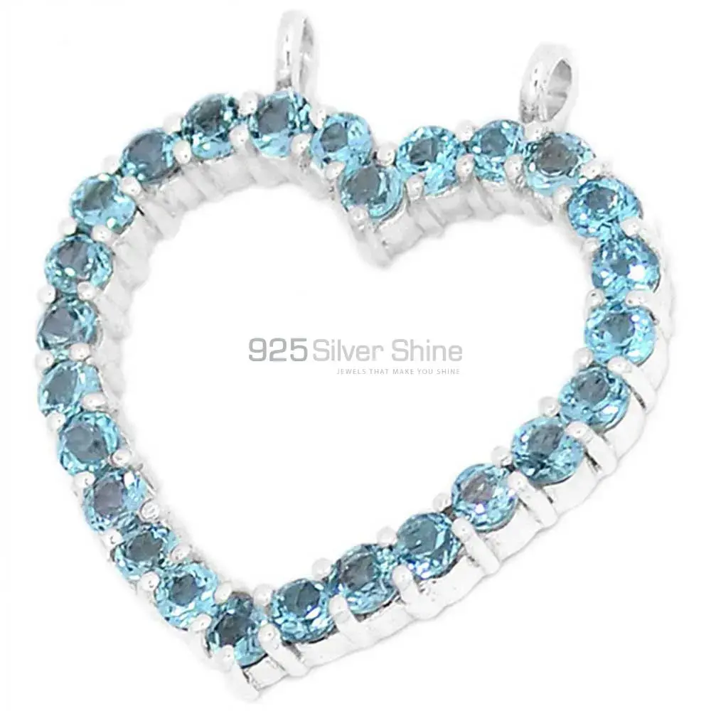 925 Sterling Silver Handmade Pendants In Blue Topaz Gemstone Jewelry 925SP271-2_1