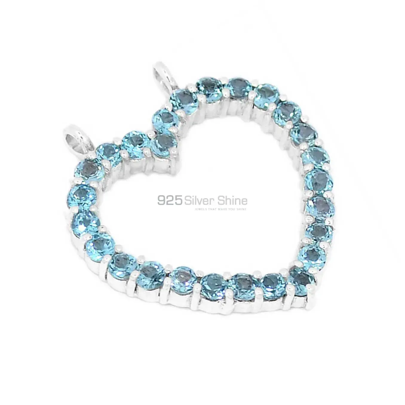 High Quality 925 Sterling Silver Handmade Pendants In Blue Topaz Gemstone Jewelry 925SP271-2_1