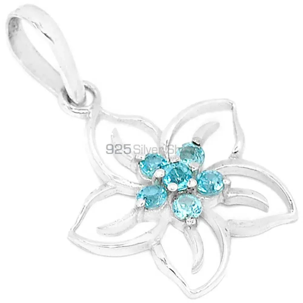 High Quality 925 Sterling Silver Handmade Pendants In Blue Topaz Gemstone Jewelry 925SP291-6