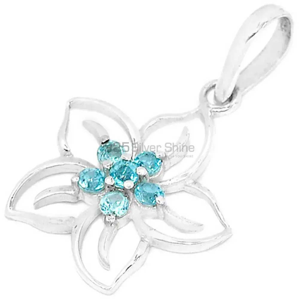 High Quality 925 Sterling Silver Handmade Pendants In Blue Topaz Gemstone Jewelry 925SP291-6_0