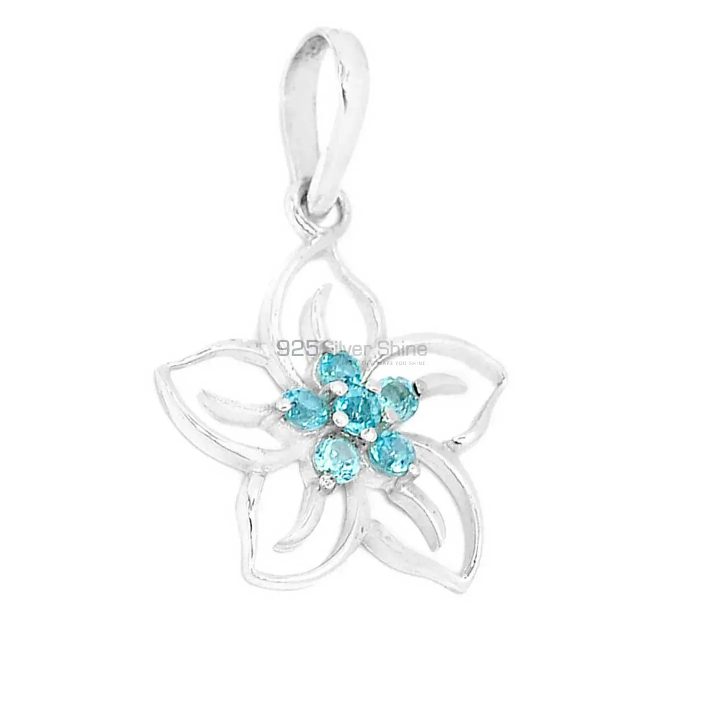 High Quality 925 Sterling Silver Handmade Pendants In Blue Topaz Gemstone Jewelry 925SP291-6_1