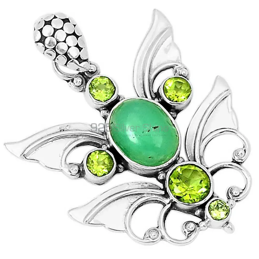 High Quality 925 Sterling Silver Handmade Pendants In Chrysoprase-Peridot Gemstone Jewelry 925SP196