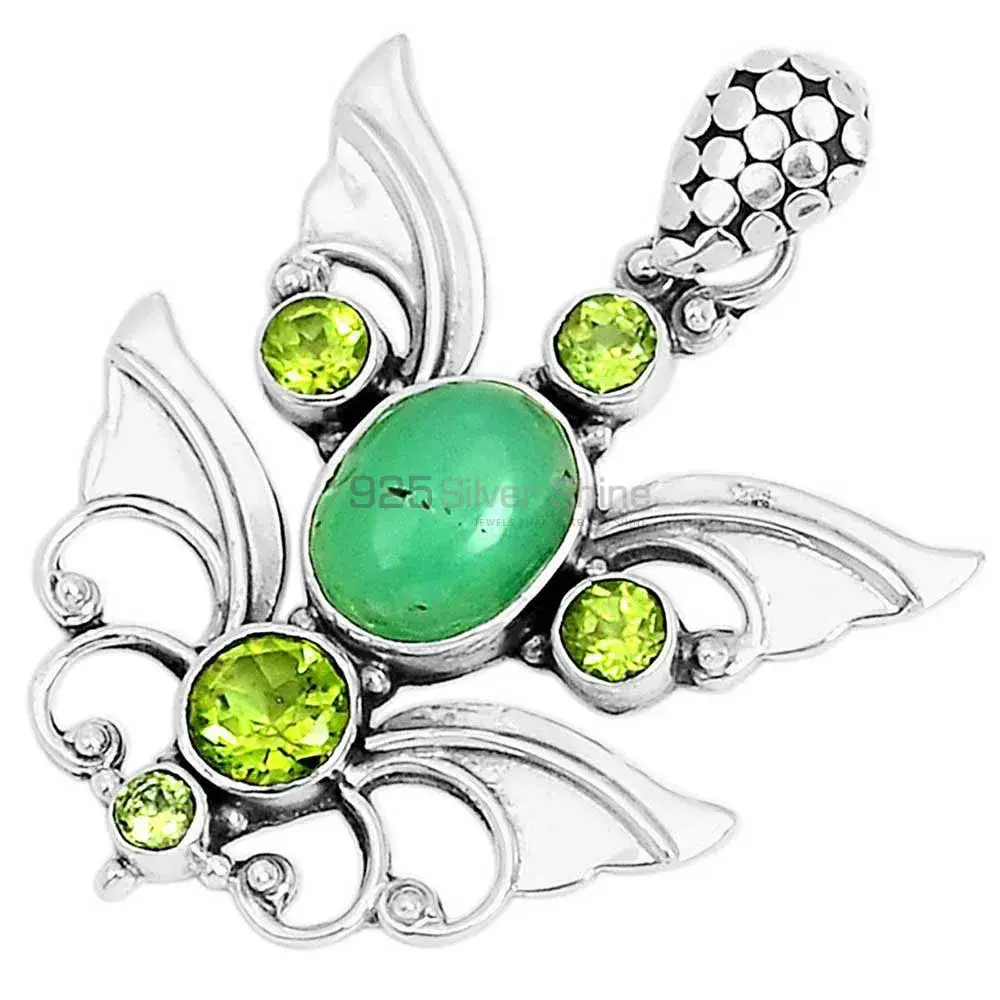 925 Sterling Silver Handmade Pendants In Chrysoprase-Peridot Gemstone Jewelry 925SP196_1