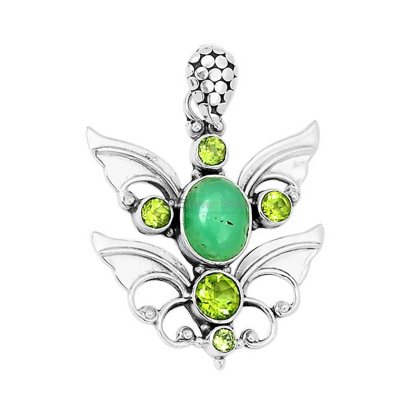 High Quality 925 Sterling Silver Handmade Pendants In Chrysoprase-Peridot Gemstone Jewelry 925SP196_1