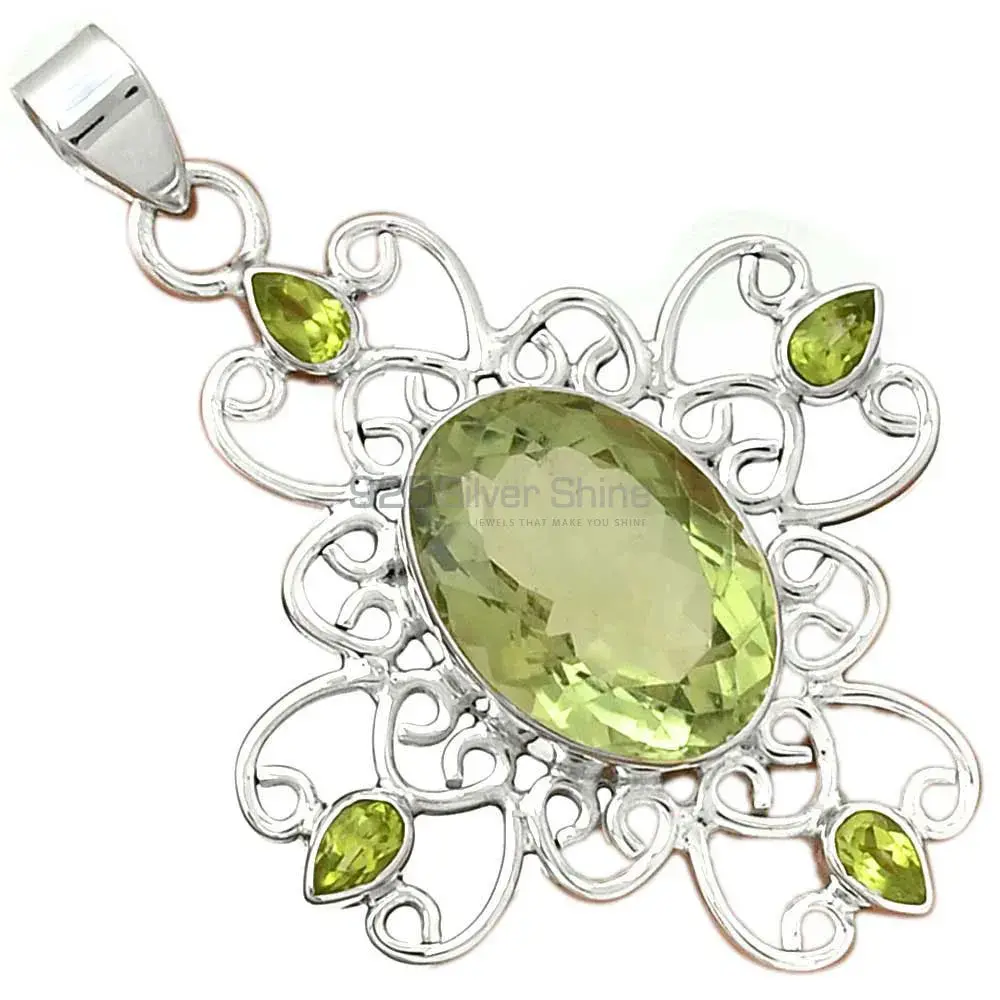 925 Sterling Silver Handmade Pendants In Multi Gemstone Jewelry 925SP097-6_0