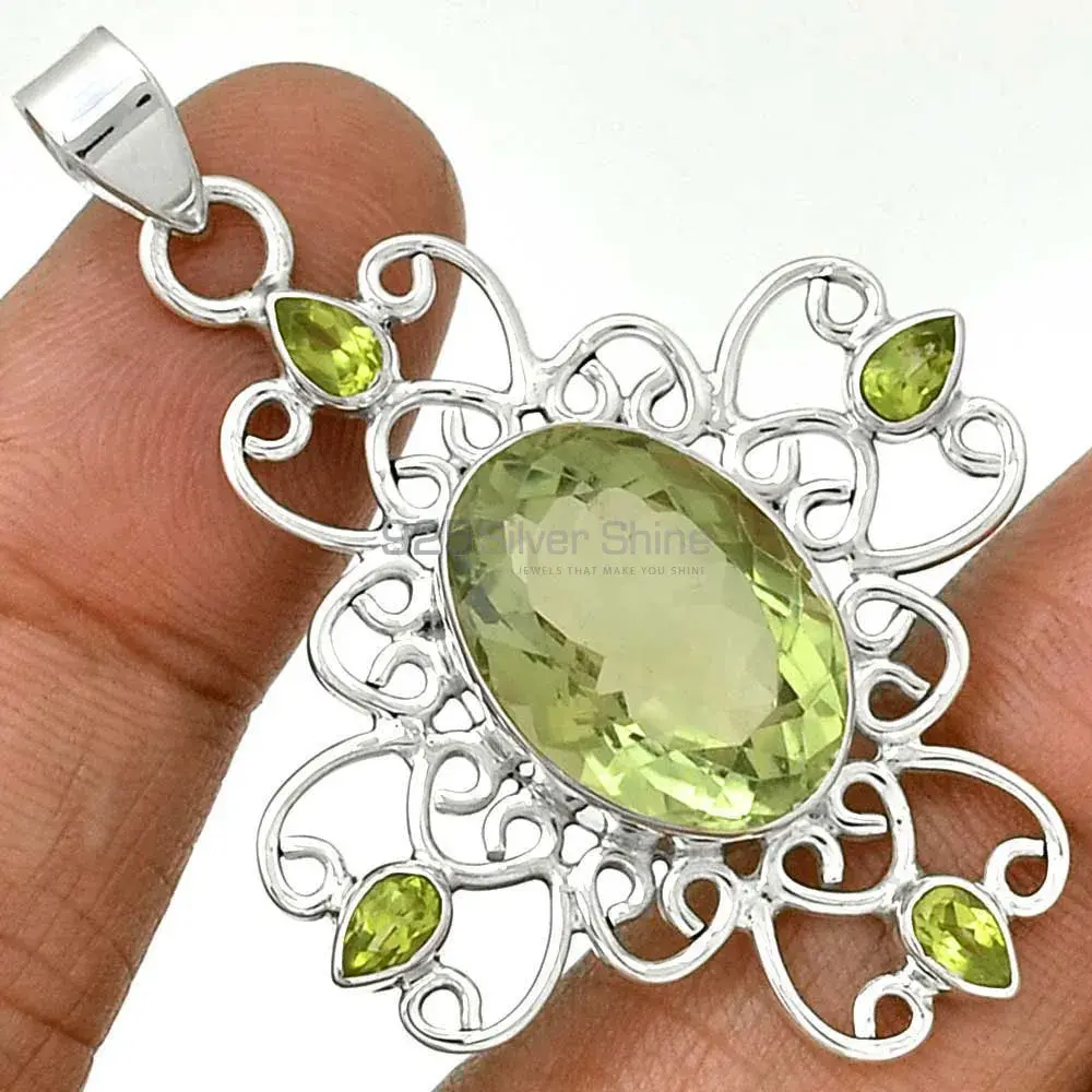 925 Sterling Silver Handmade Pendants In Multi Gemstone Jewelry 925SP097-6_1